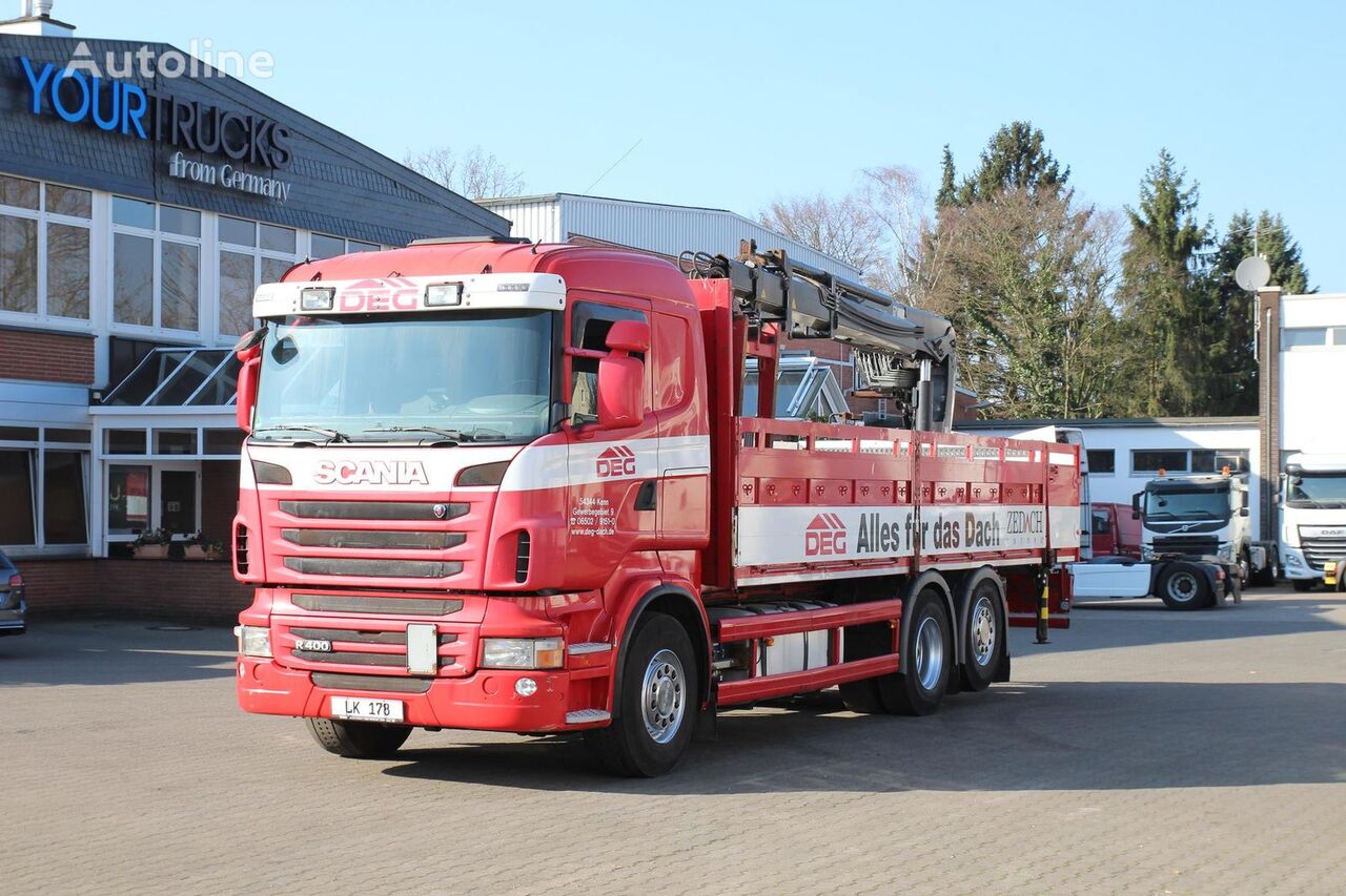 Scania R 400 E5 6x2/ Hiab 166K/ Baustoffkran/Liftachse flatbed truck